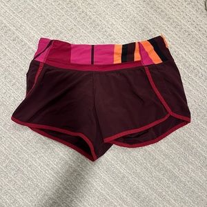 Maroon Lululemon lined running shorts
